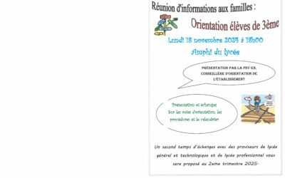 Réunion orientation 3eme du 18 novembre